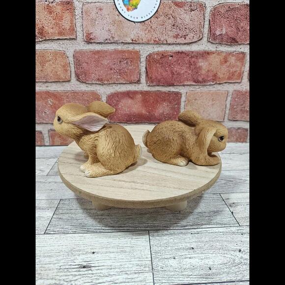 Homco Bunny Rabbit Figurine Set #1465 Vintage Home Interior Porcelain Retired - Picture 3 of 7